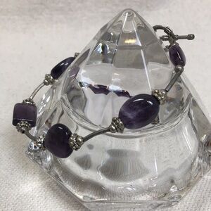 Silver and Amethyst Bead Bracelet